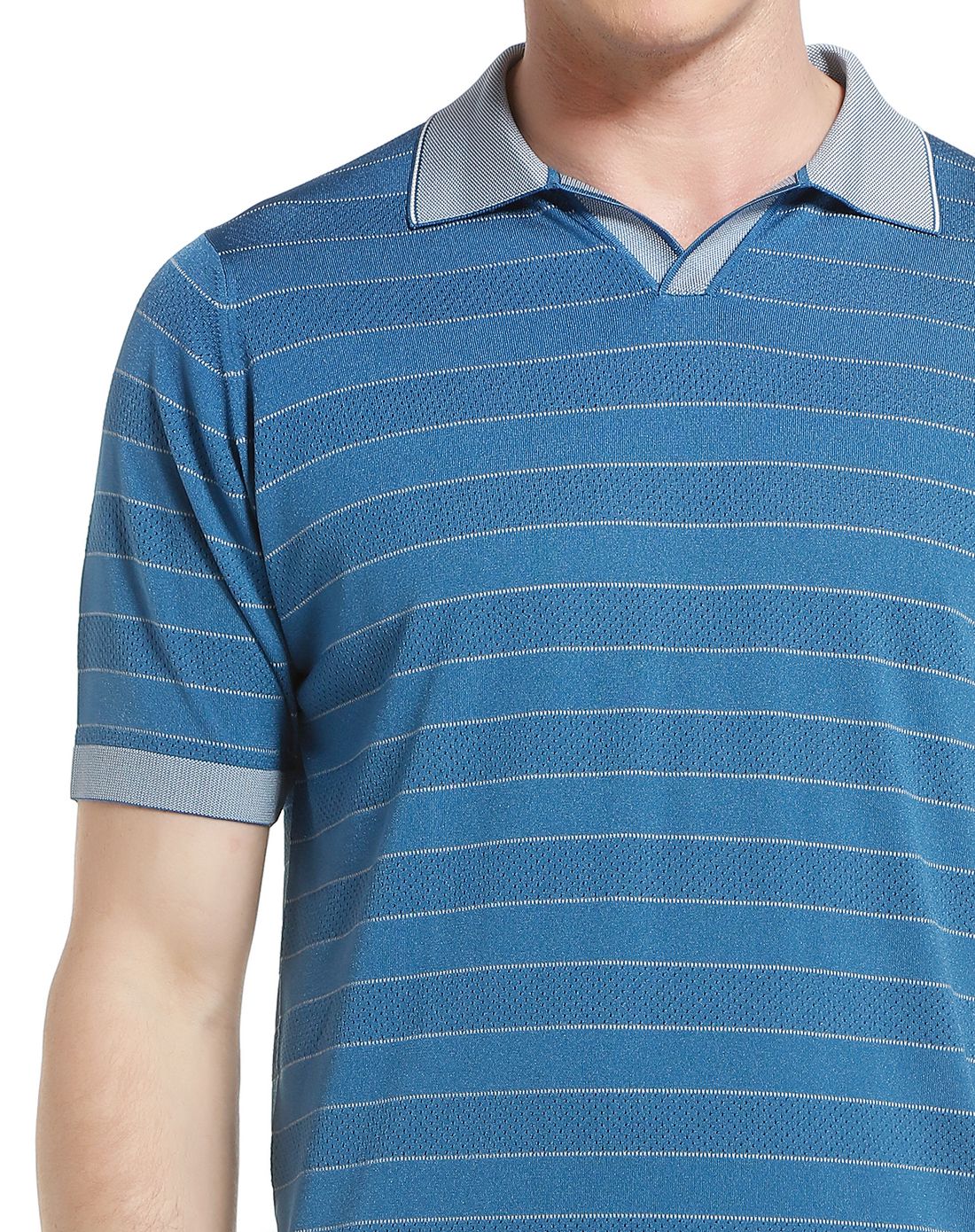 蓝色横条时尚短袖t恤