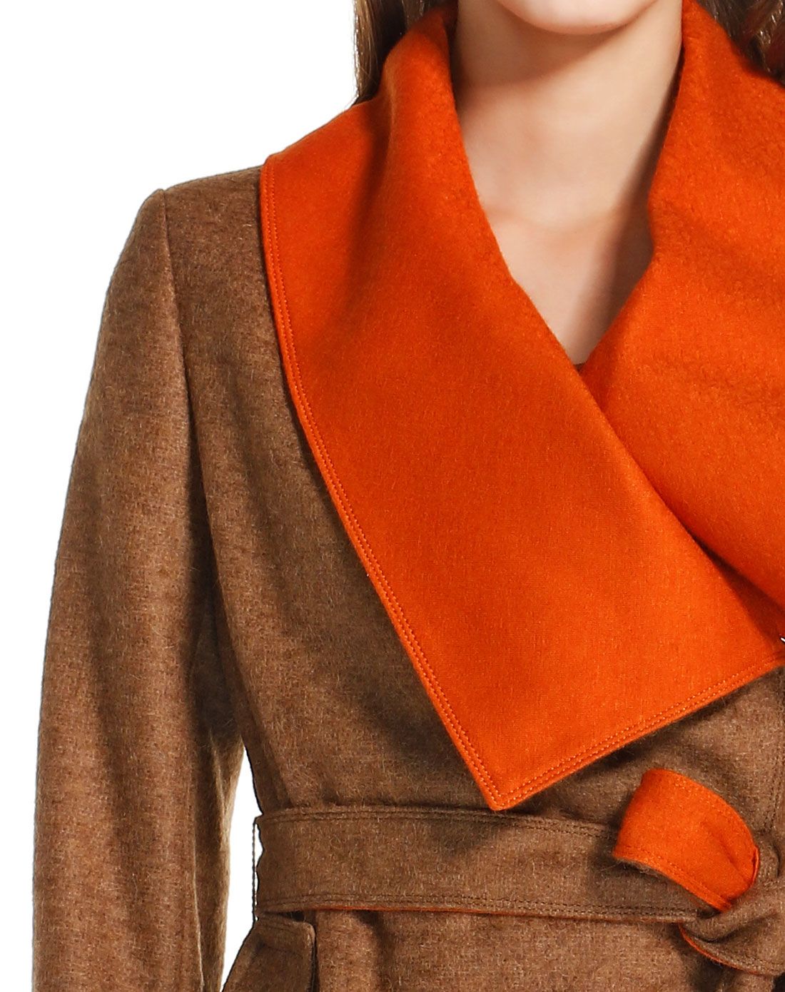 黄棕/橙色韩风潮流长款长袖大衣