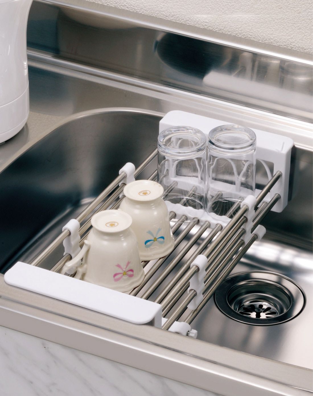 宝优妮厨房可伸缩沥水架水槽架0873