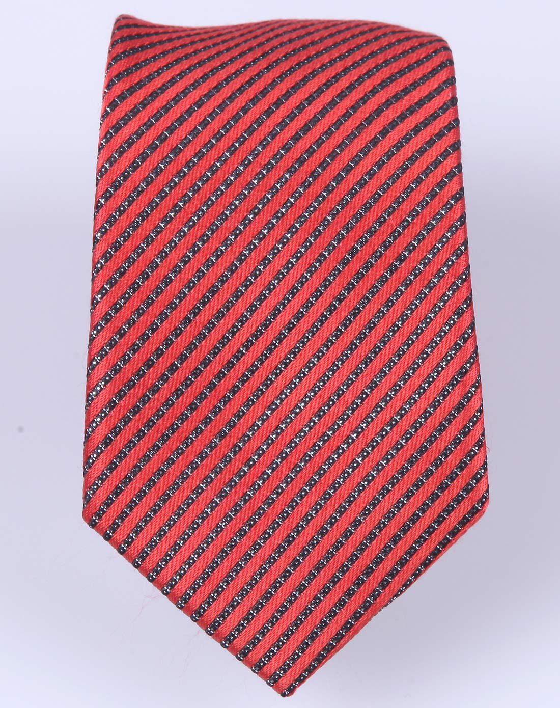 时尚帅气红色条纹桑蚕丝领带