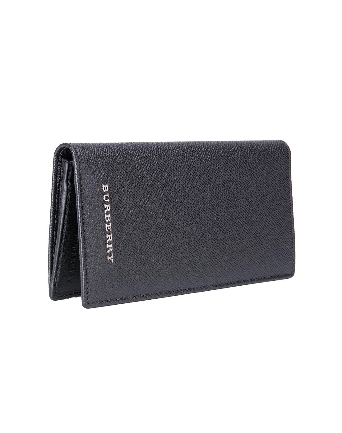 burberry男士黑色纯色牛皮长款钱包