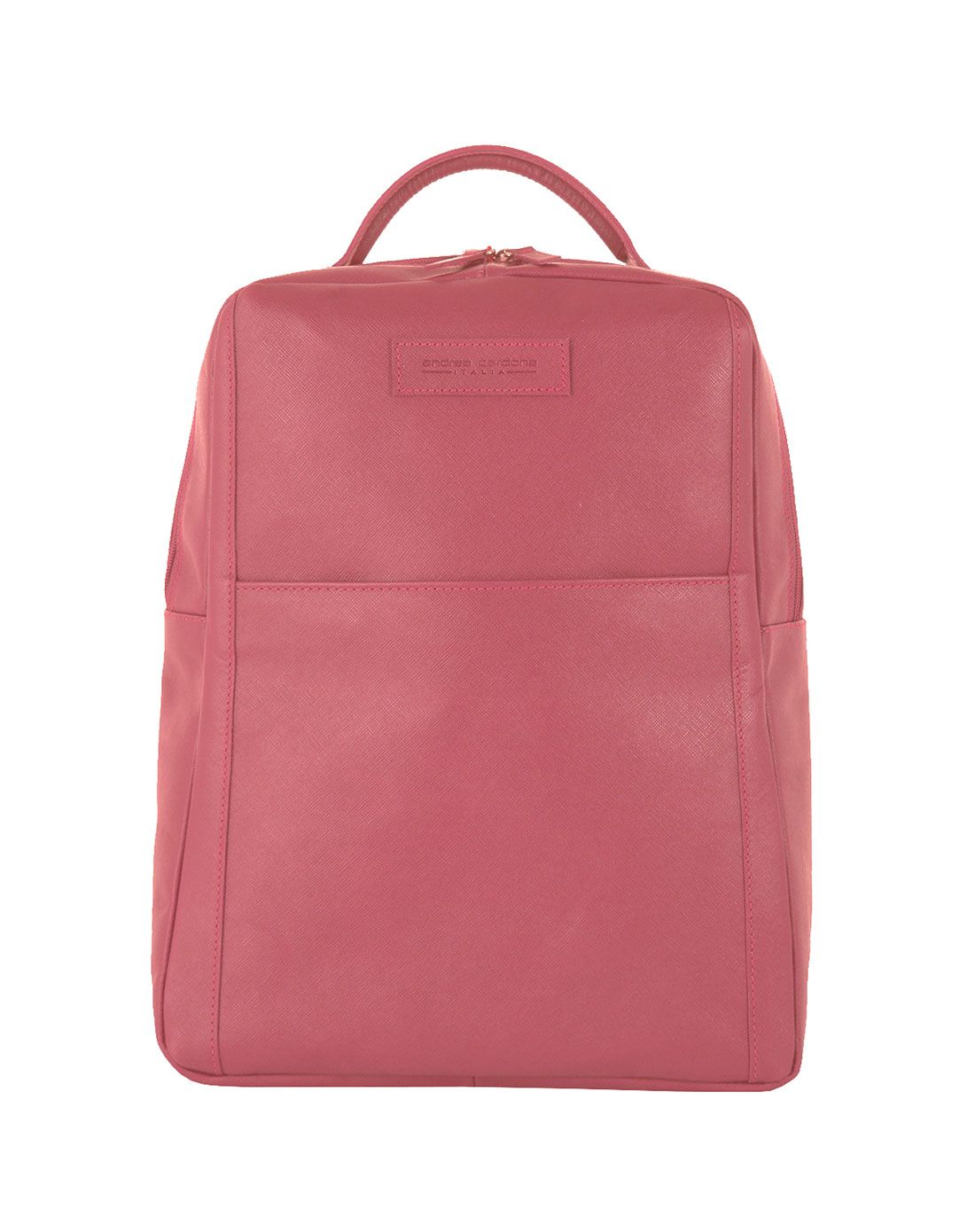 andrea cardone粉红色小牛皮革简约个性双肩包