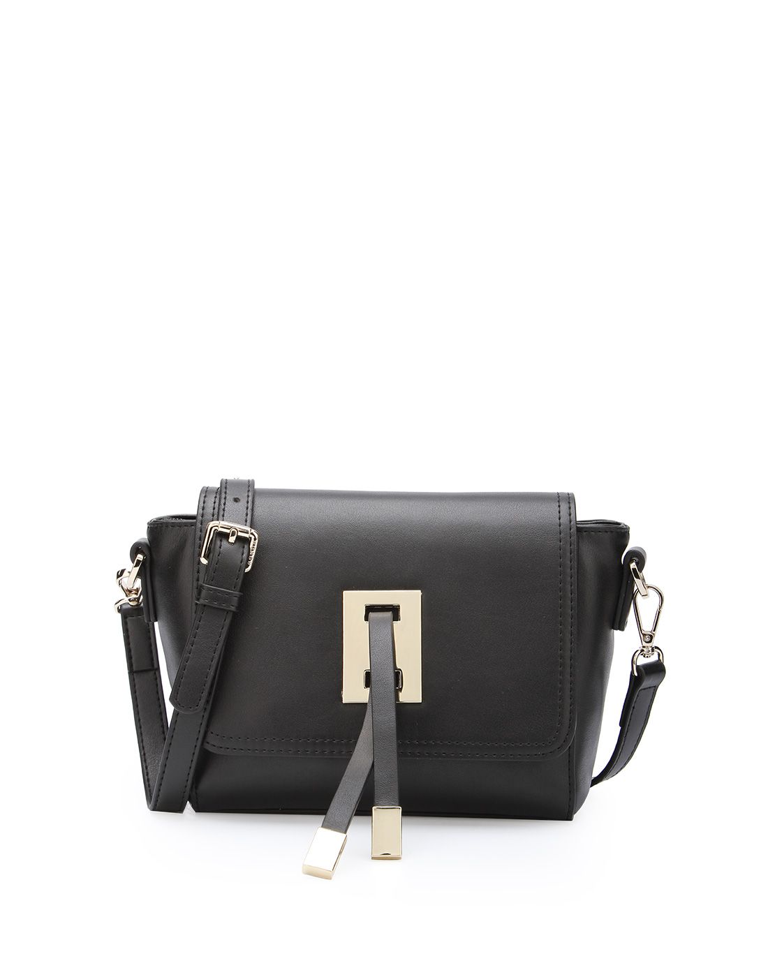 红谷女款简约时尚黑色单肩斜挎包