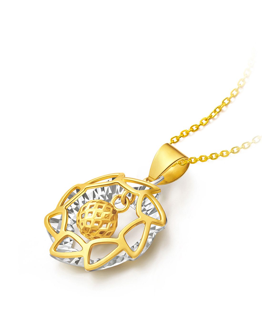 周大福 时尚双色8k金吊坠