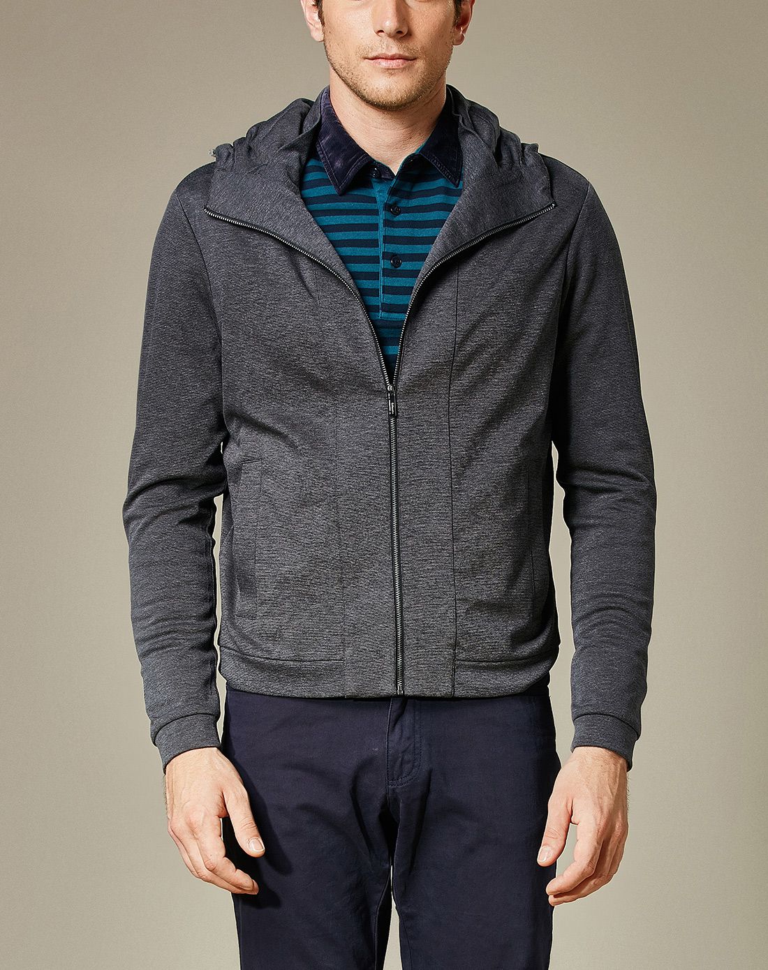 kaltendin灰色透气轻薄长袖针织外套