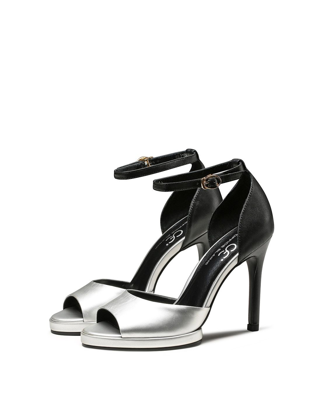 16年新品夏季灰色丝绸牛皮高跟凉鞋