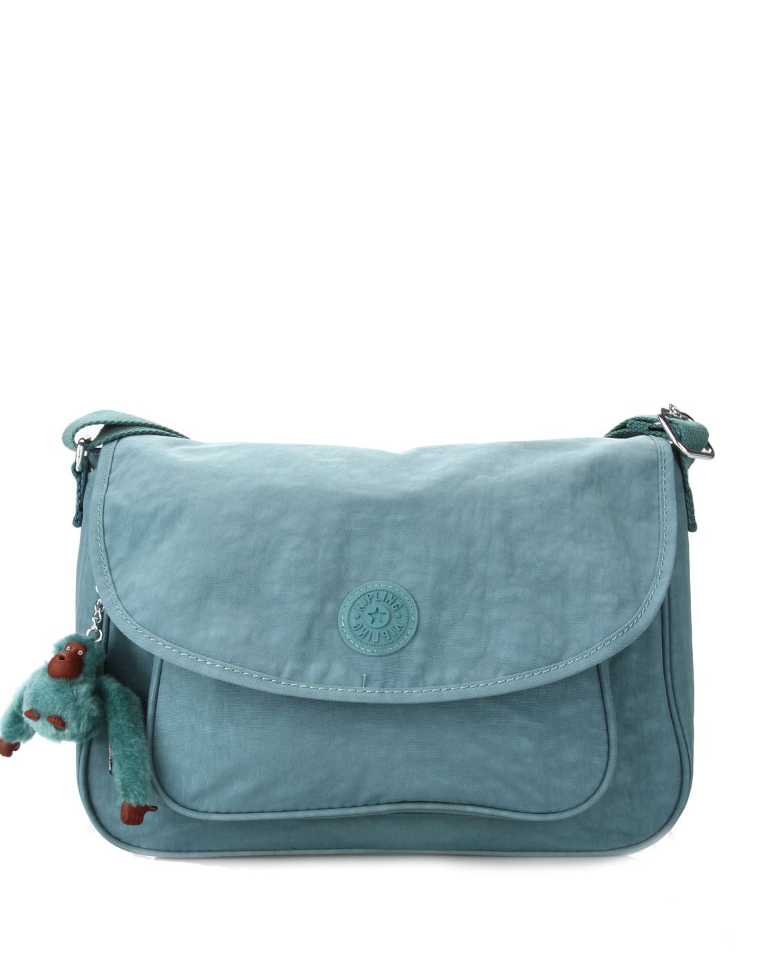 > kipling 女士绿色单肩斜挎翻盖包
