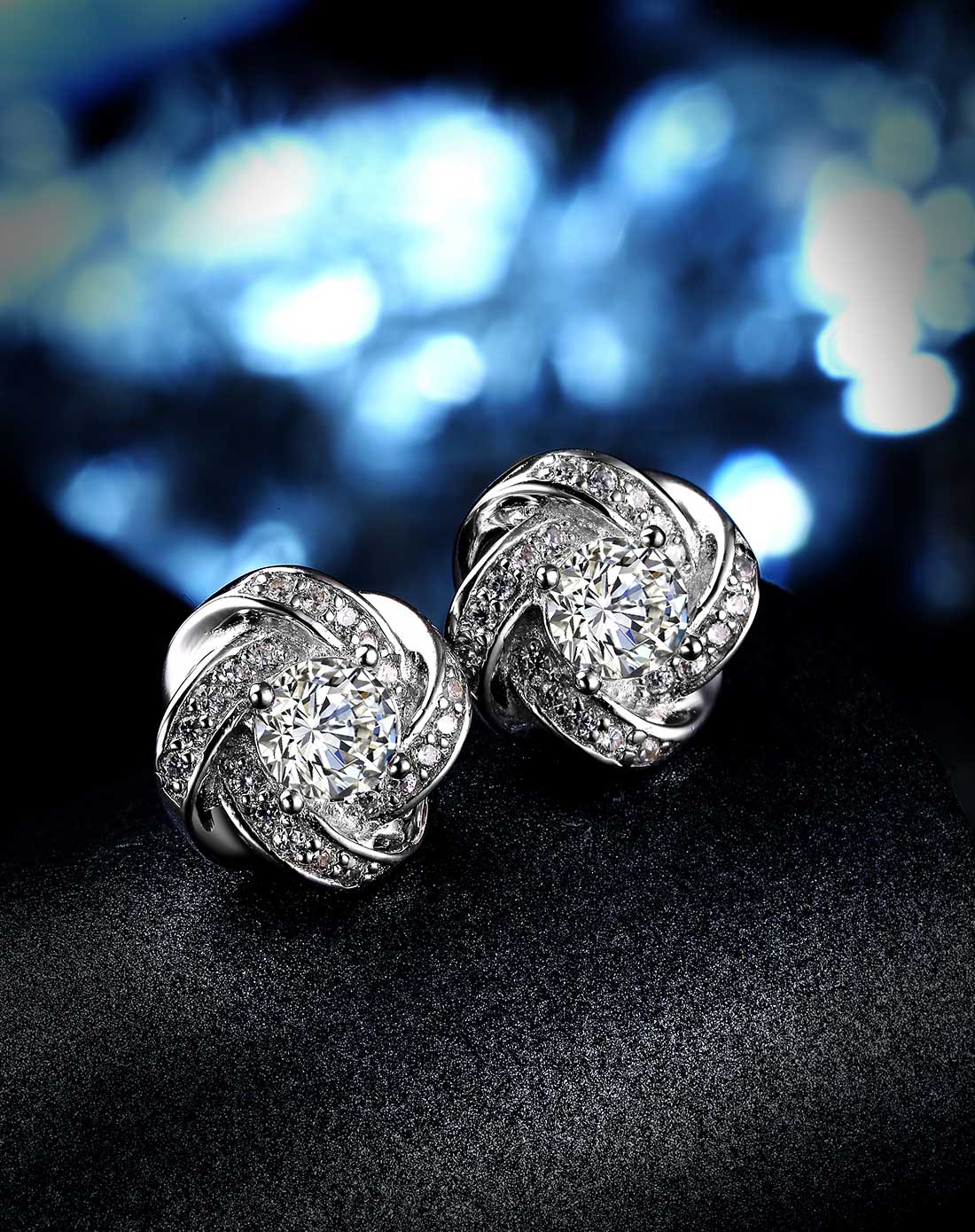 925银豪华耳钉 白色