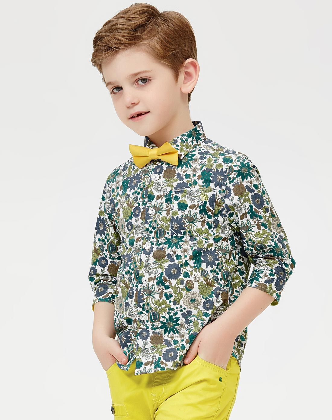 男童奇异花长袖衬衫