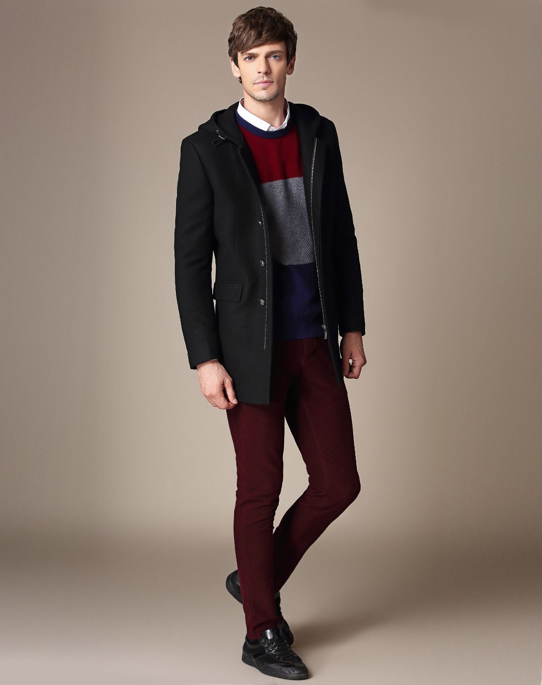 时尚系列 美利奴细羊毛时尚连帽大衣