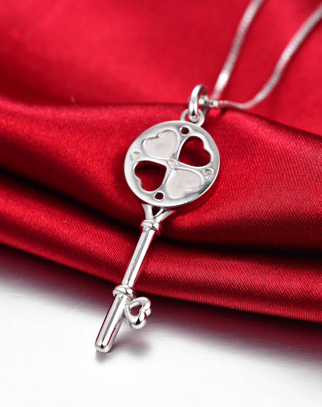 铂金pt950时尚韩版四叶草钥匙吊坠(不含项链)