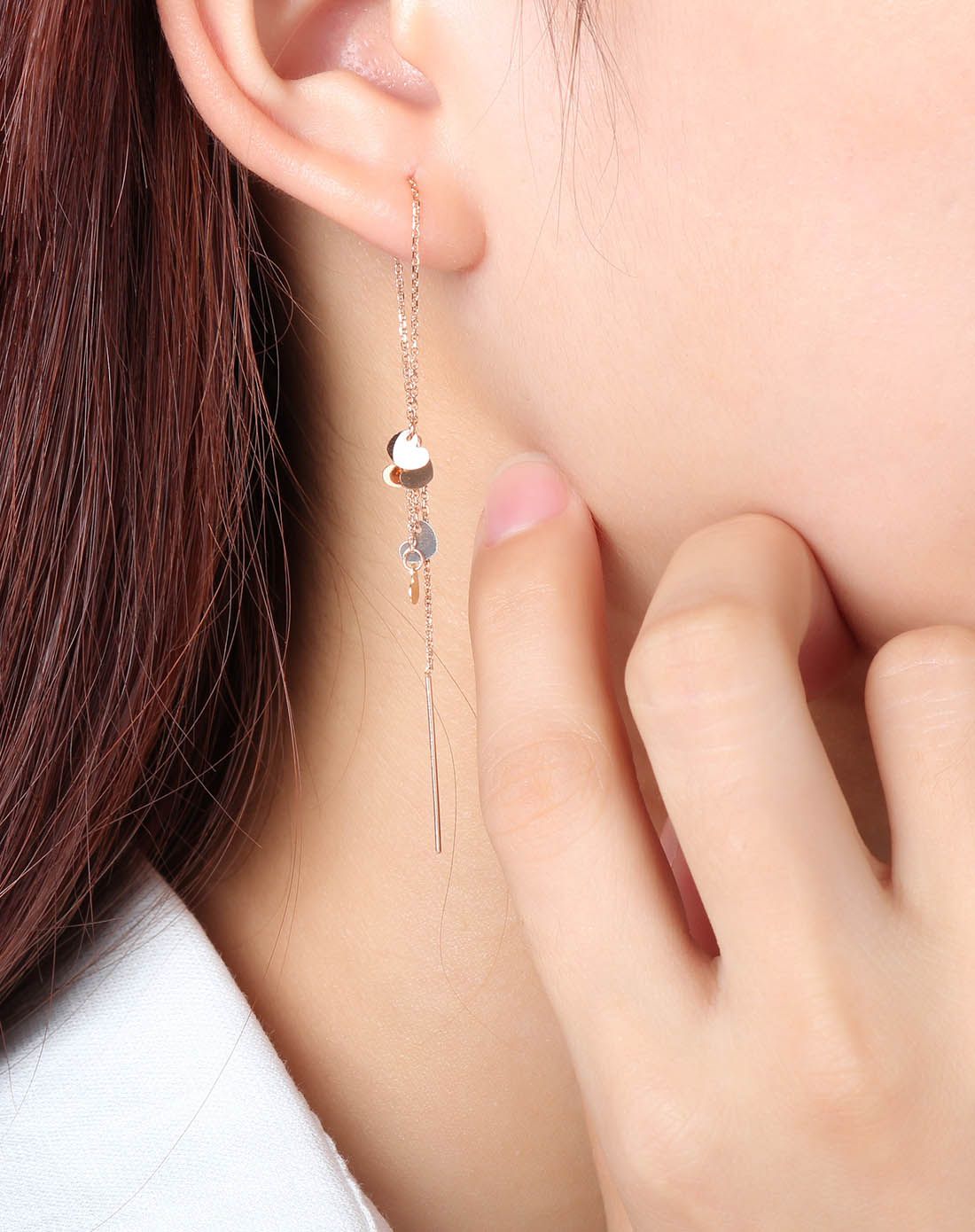 黛慕妮 18k金分色k金耳线