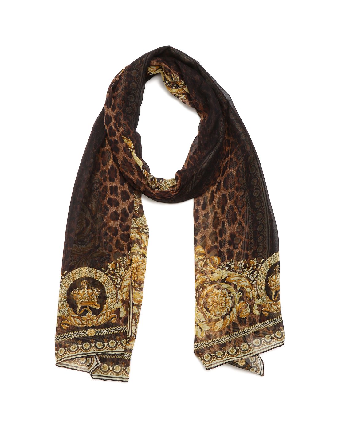 versace范思哲 桑蚕丝咖色丝巾