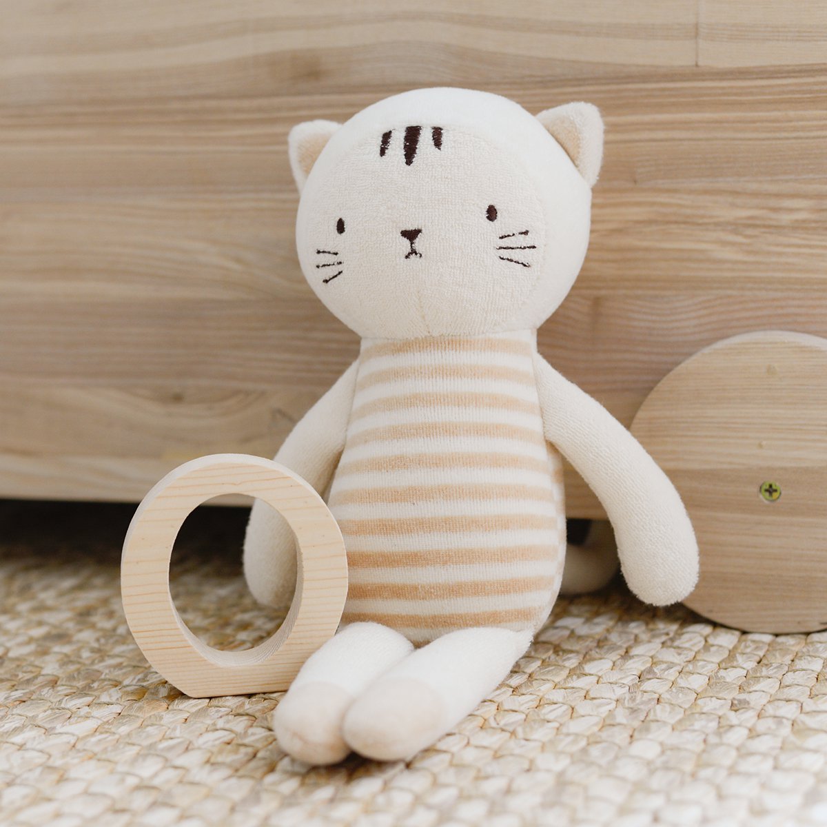 韩国organic-shop婴幼儿/宝宝安抚有机棉娃娃-米色咪咪 30cm 可啃咬