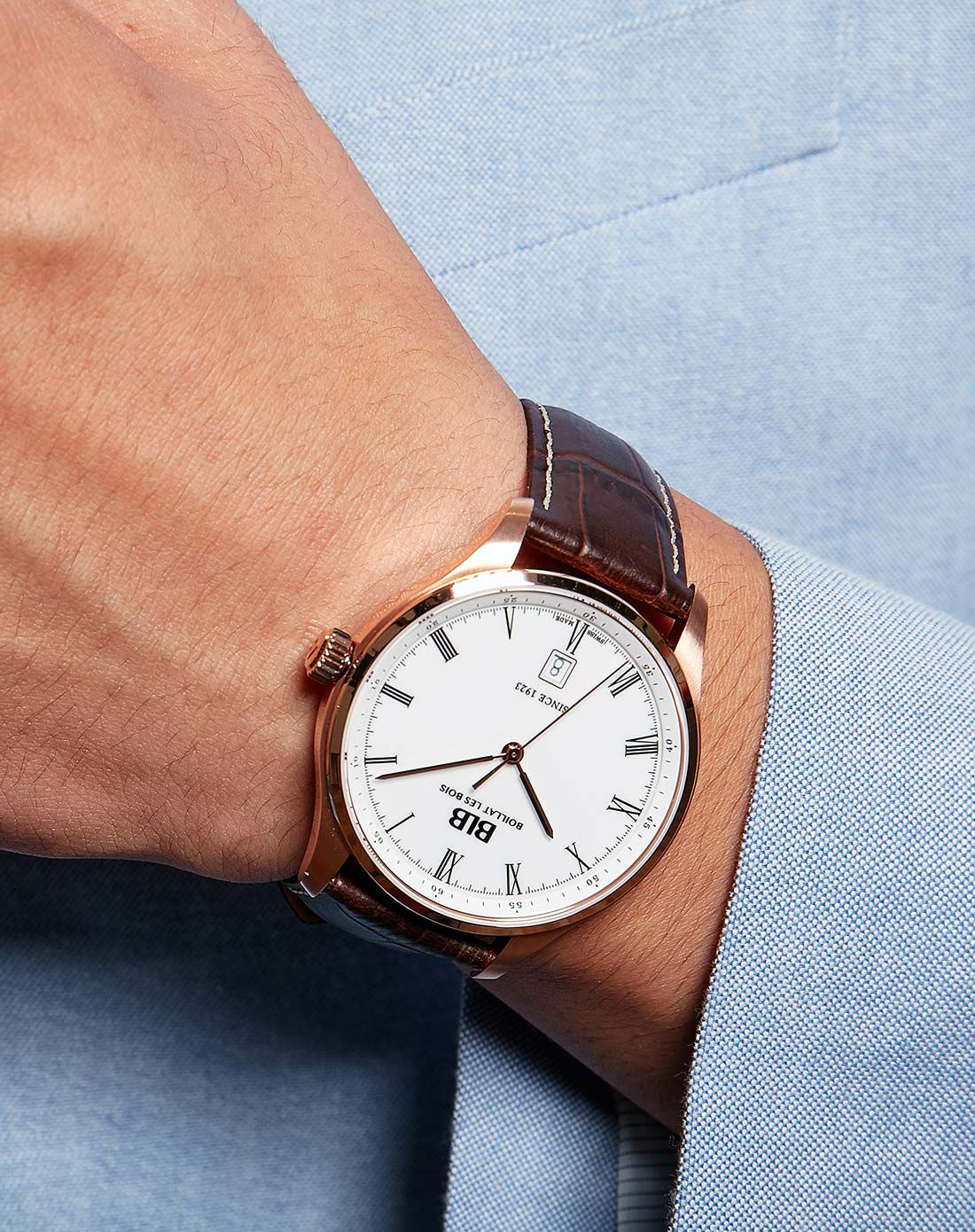 柏丽宝 旅行家系列高贵超薄罗马符石英男表