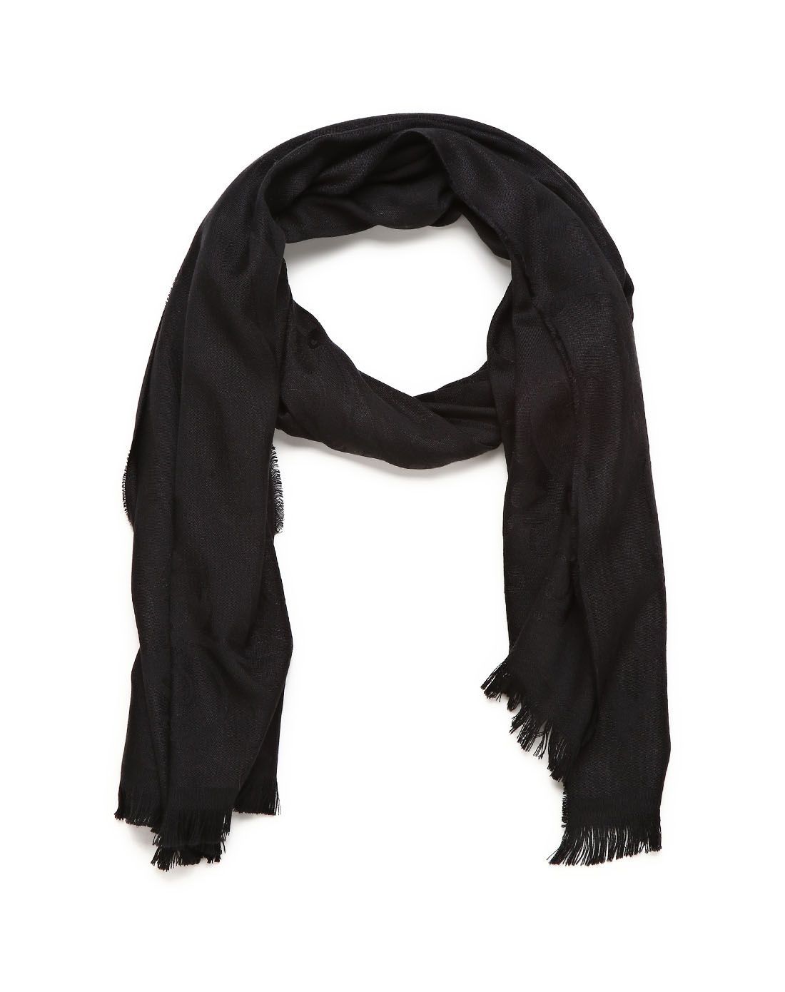 versace 羊绒加丝黑色围巾