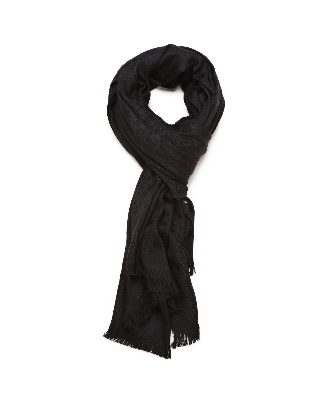 versace 羊绒加丝黑色围巾