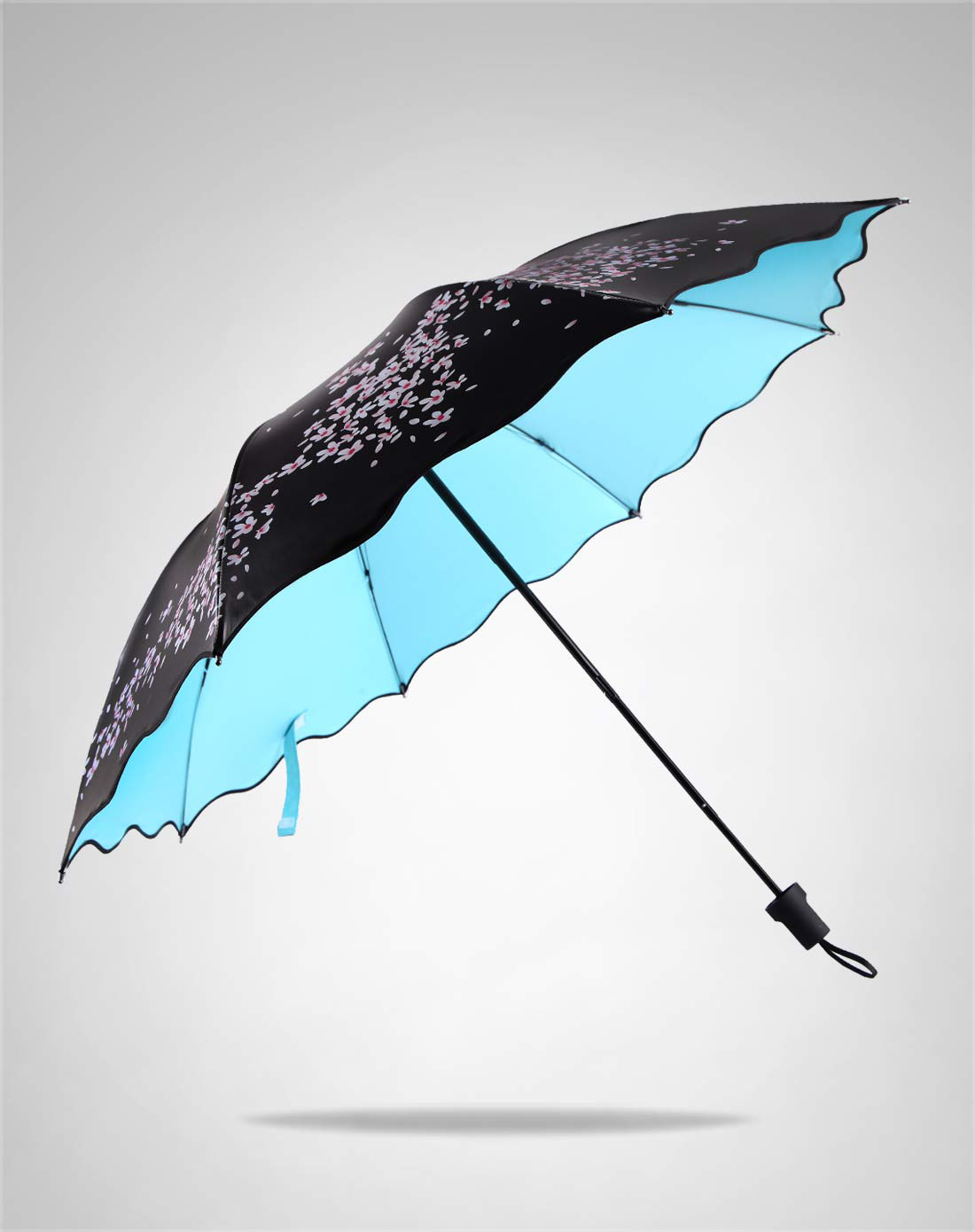 羚羊早安 落樱小清新创意防晒樱花三折晴雨伞