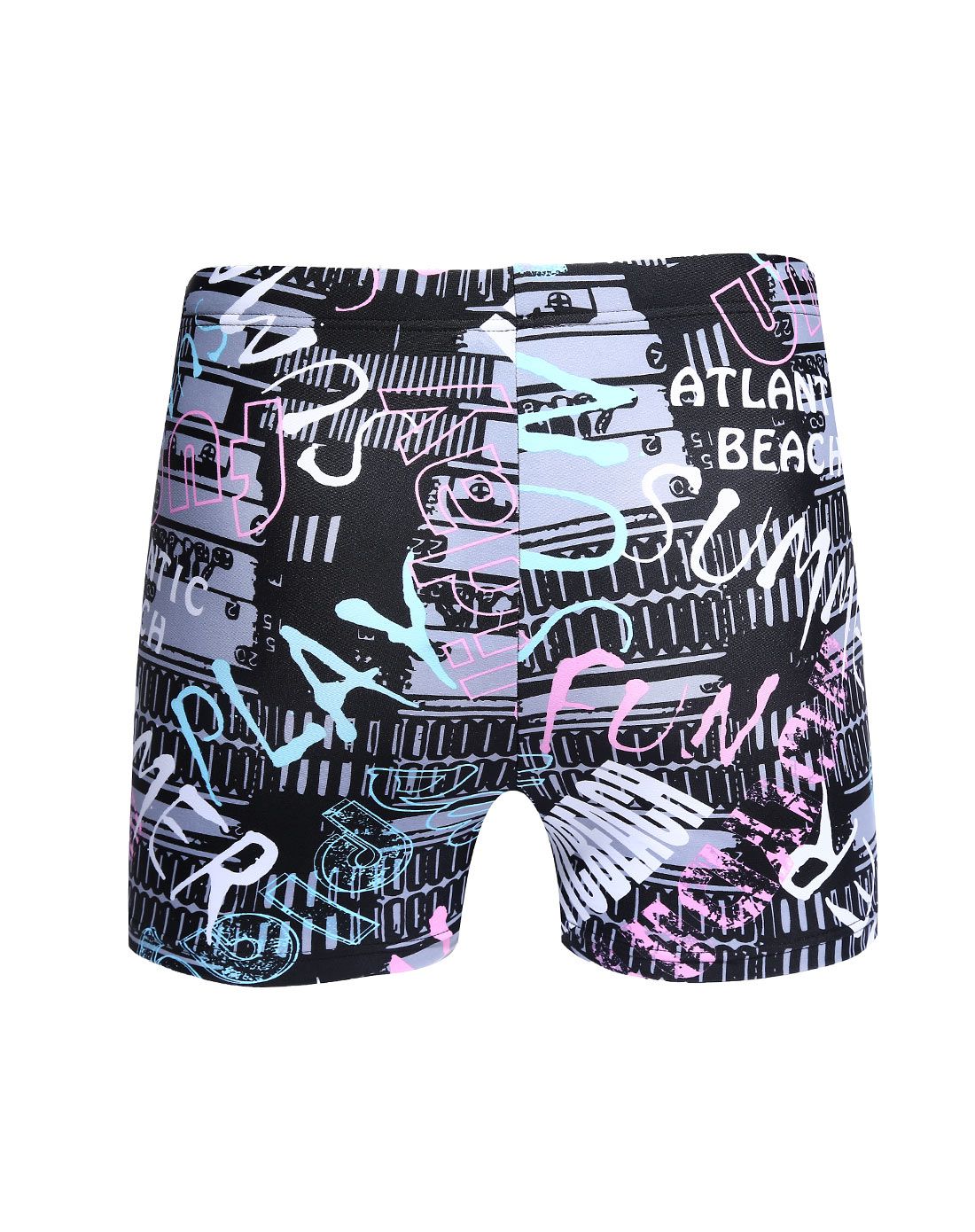 时尚弹力 男士黑色平角泳裤 休闲舒适