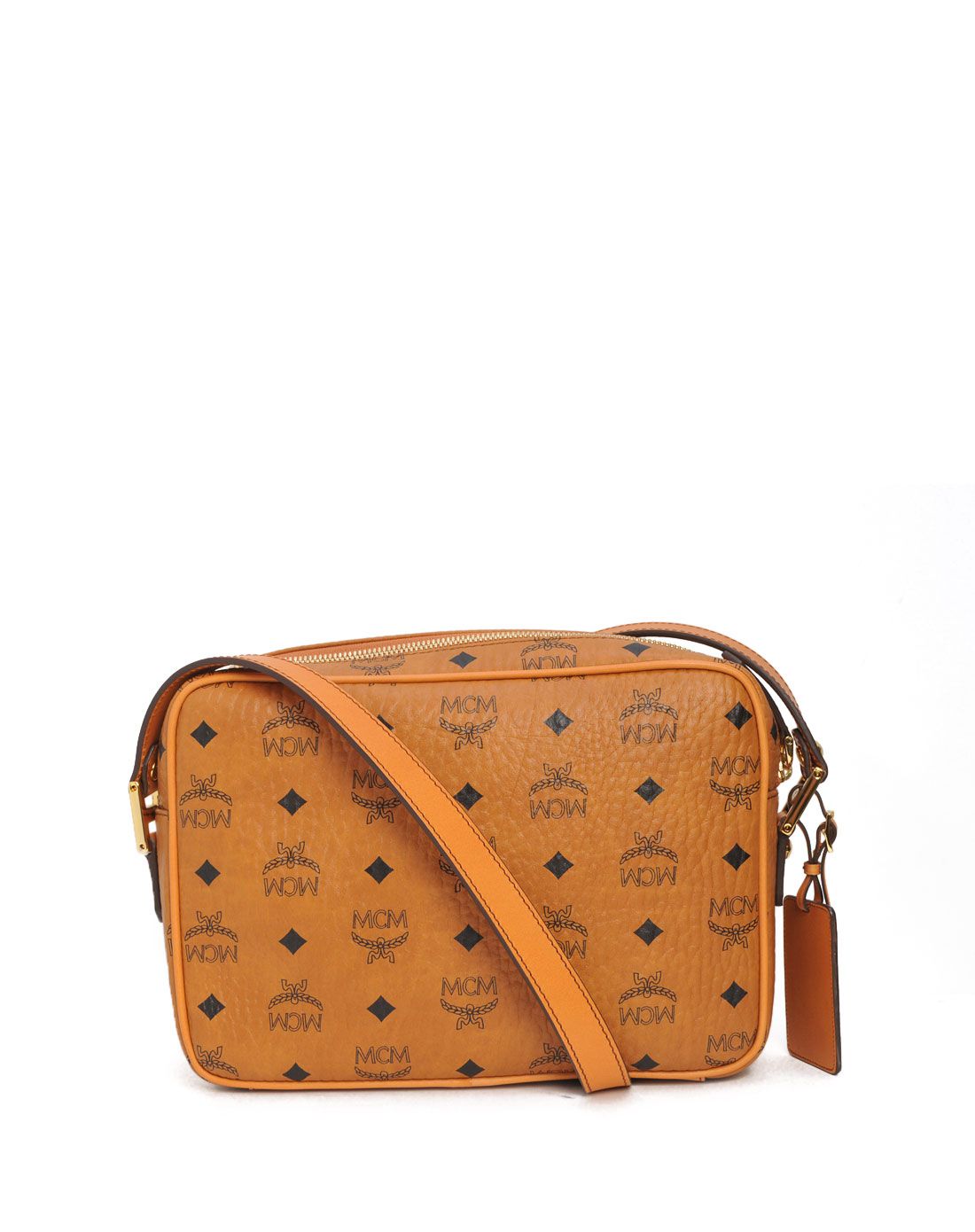 > mcm 女款棕色经典印花简约单肩包(中号)