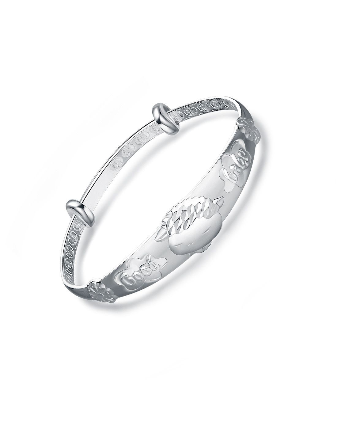 中国黄金 足银 喜气洋洋宝宝银手镯 约19克