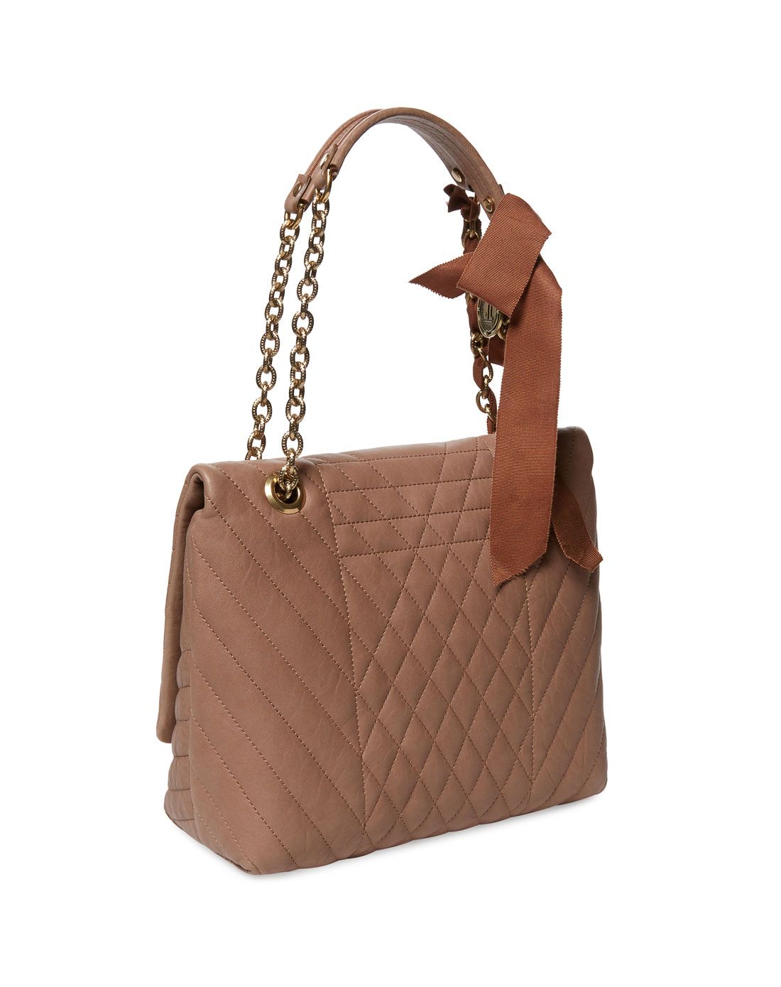 > lanvin棕色印花皮革单肩包