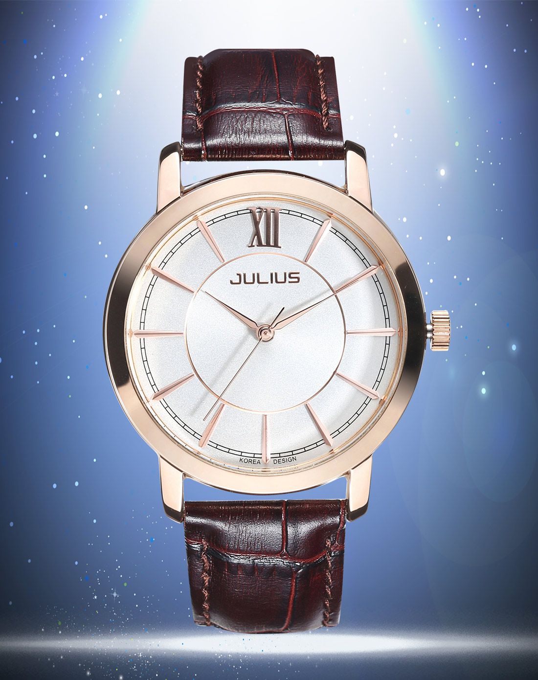 聚利时 时尚复古简约条钉皮带腕表