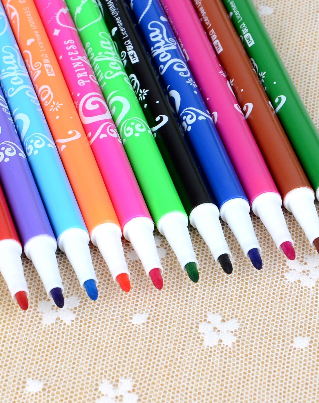 (两件起售)迪士尼中性混色12色桶装圆杆水彩笔(包装随机)