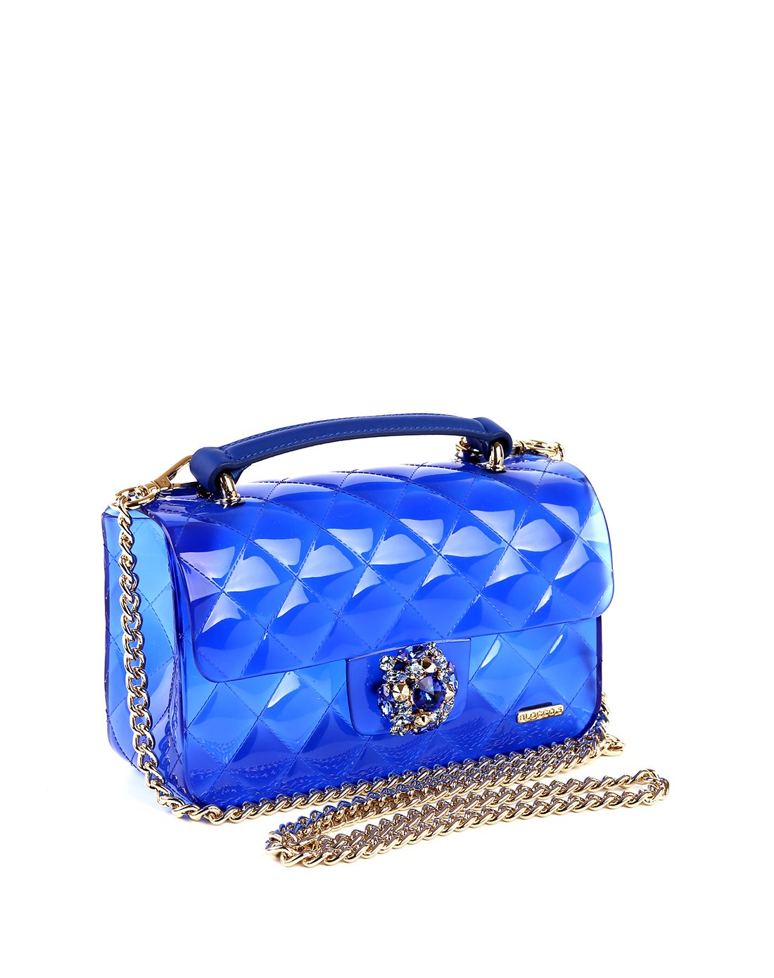 意大利进口蓝色pvc女款手拿包