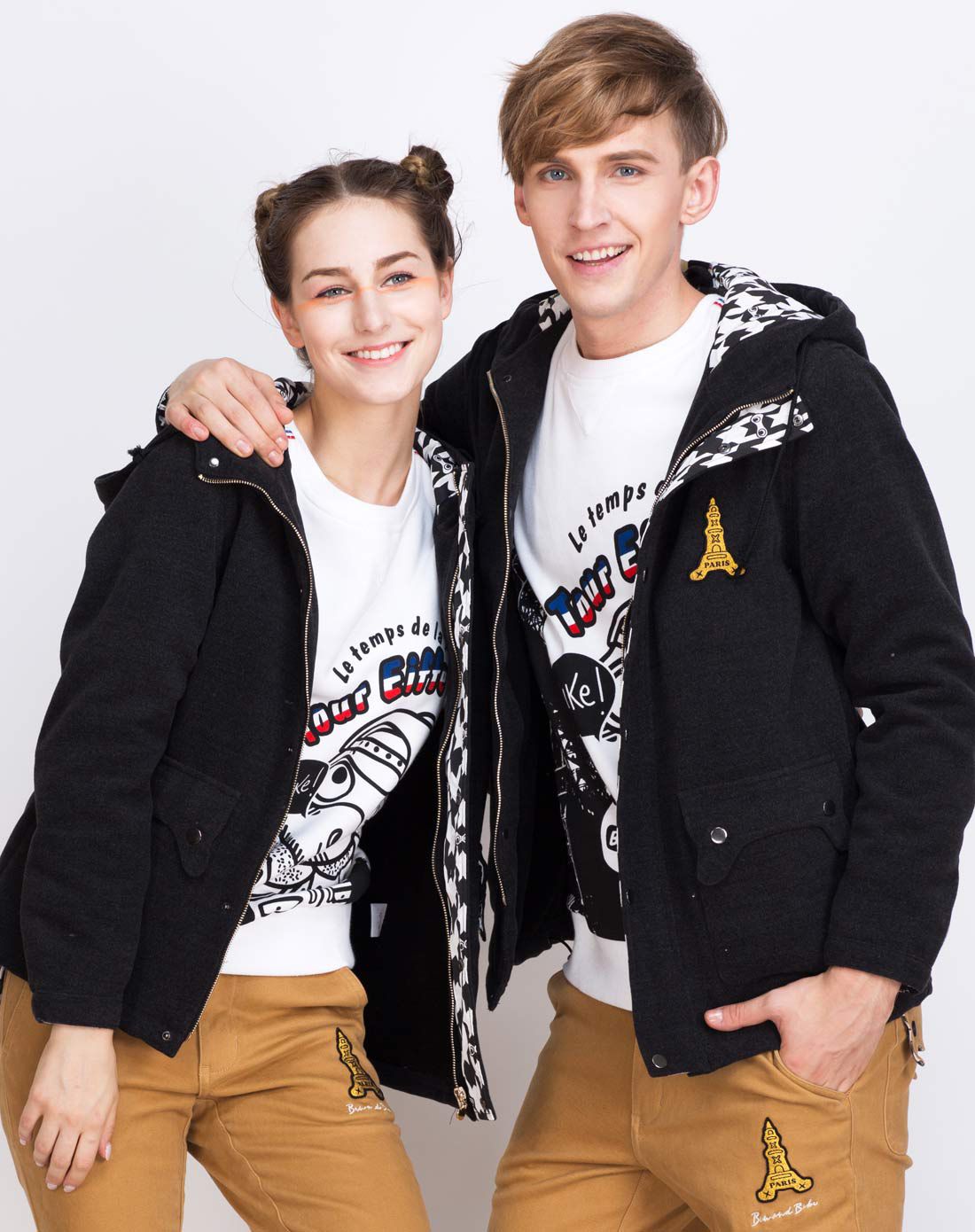 潮流指标男女服装简约休闲 中性款黑色夹克外套5322121-05_唯品会