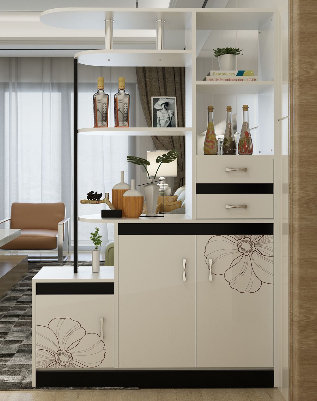 时尚隔断屏风柜简约双面烤漆玄关鞋柜