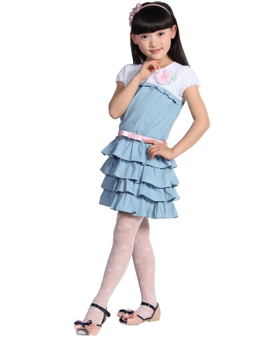 pesail 3条装儿童提花丝裤连裤袜夏薄款白 黄 粉