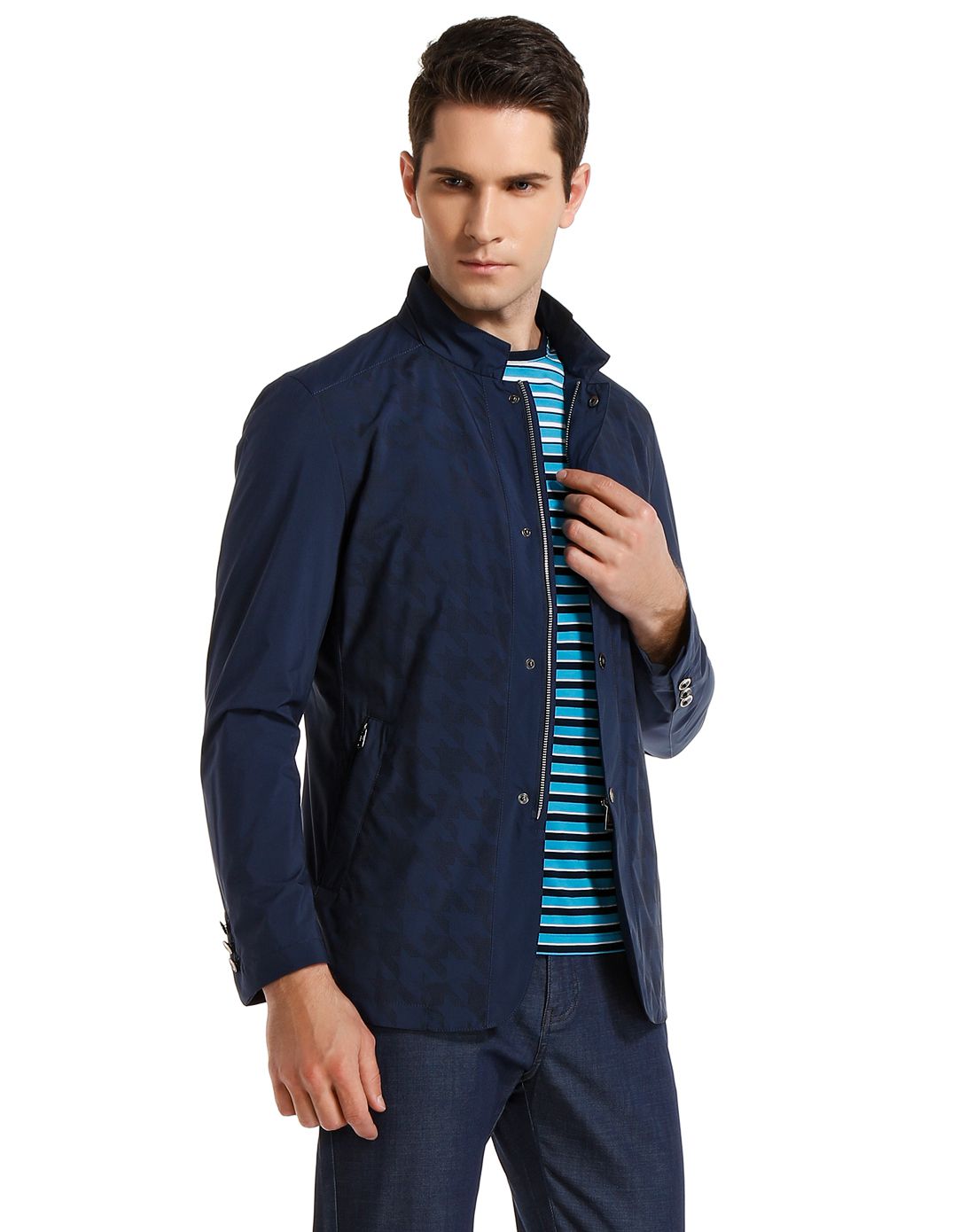 博斯绅威bosssunwen男装移动端专场深蓝色魅力时尚精英干练便服