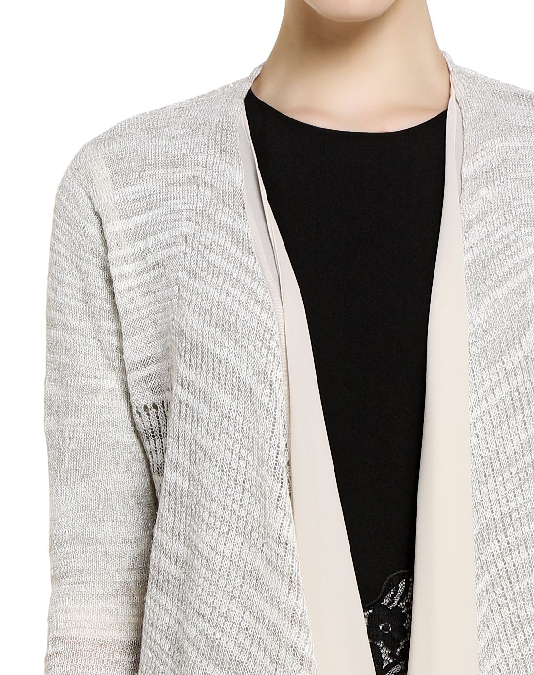 浅杏色淑女个性开襟针织衫