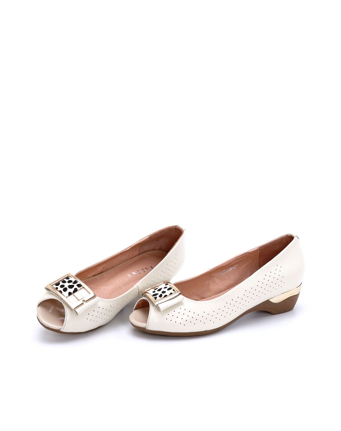 米白色牛皮舒适休闲时尚女士单鞋