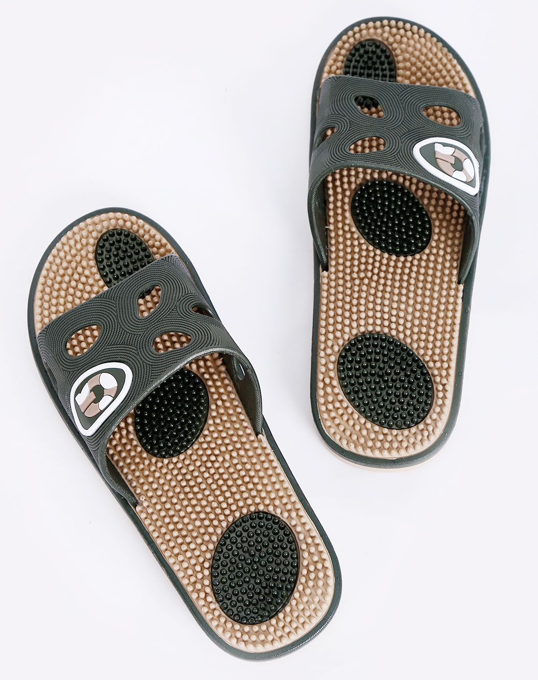 男士柔软高弹性舒适按摩型保健拖鞋—军绿色