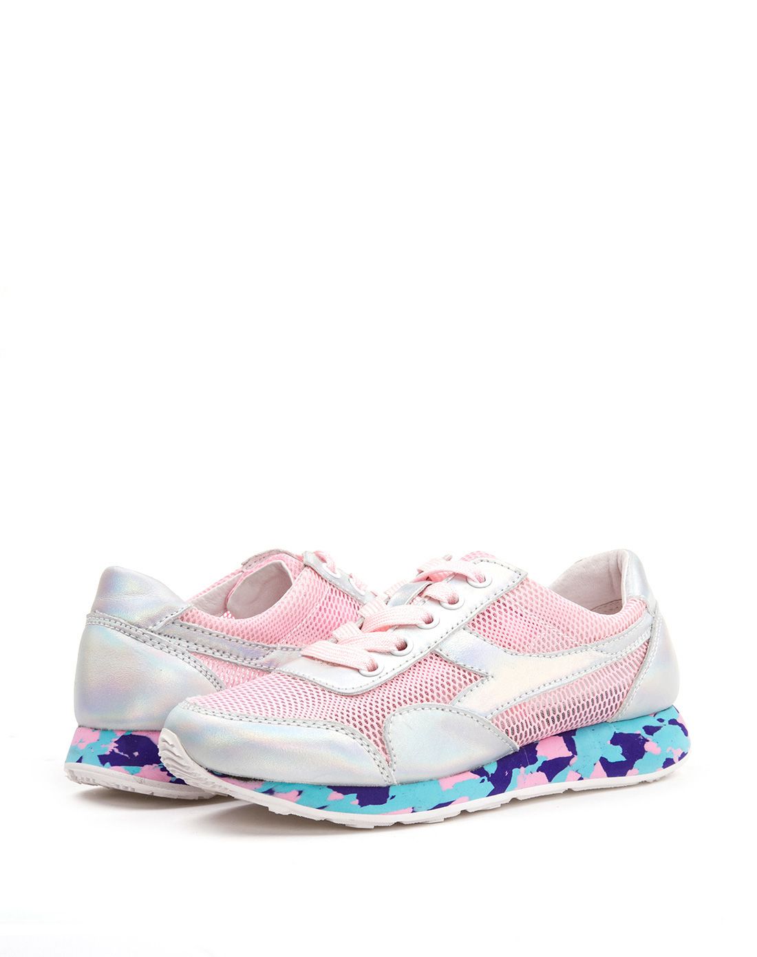 女士粉红色炫彩慢跑鞋