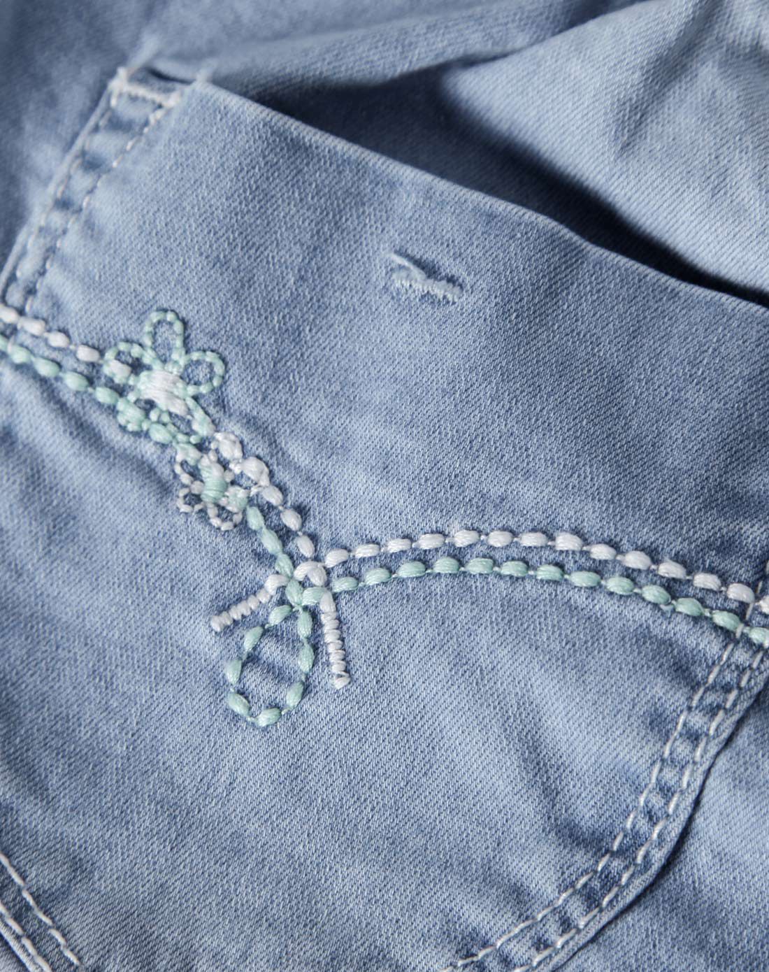 女童翻布牛仔七分裤