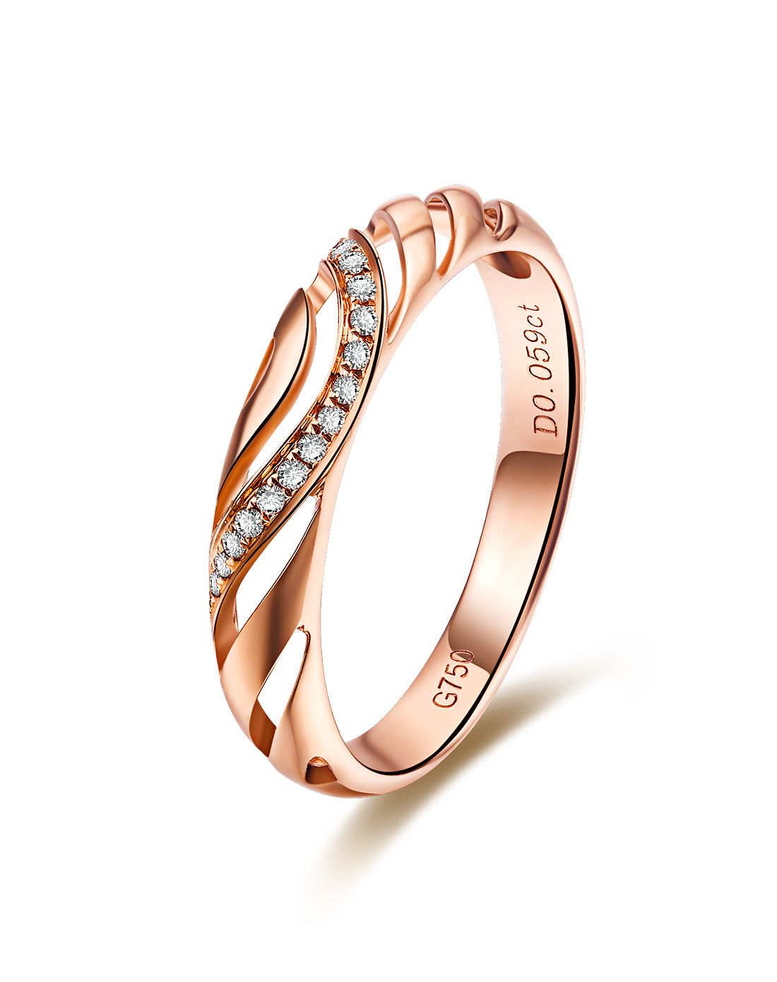 18k玫瑰金钻石女戒指-轮回