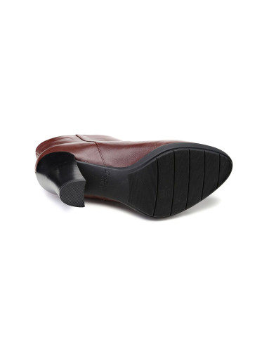 博斯绅威bosssunwen男女鞋女款红棕色牛皮时尚商务高跟短靴5f99004b