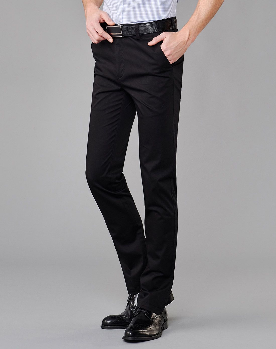黑色修身型商务时尚休闲裤