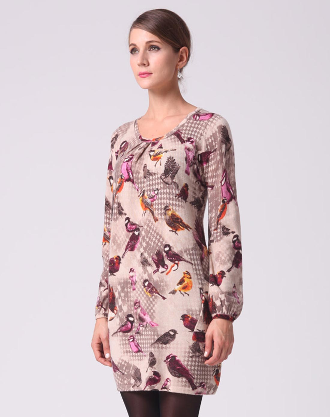 女士印花金丝雀羊绒裙