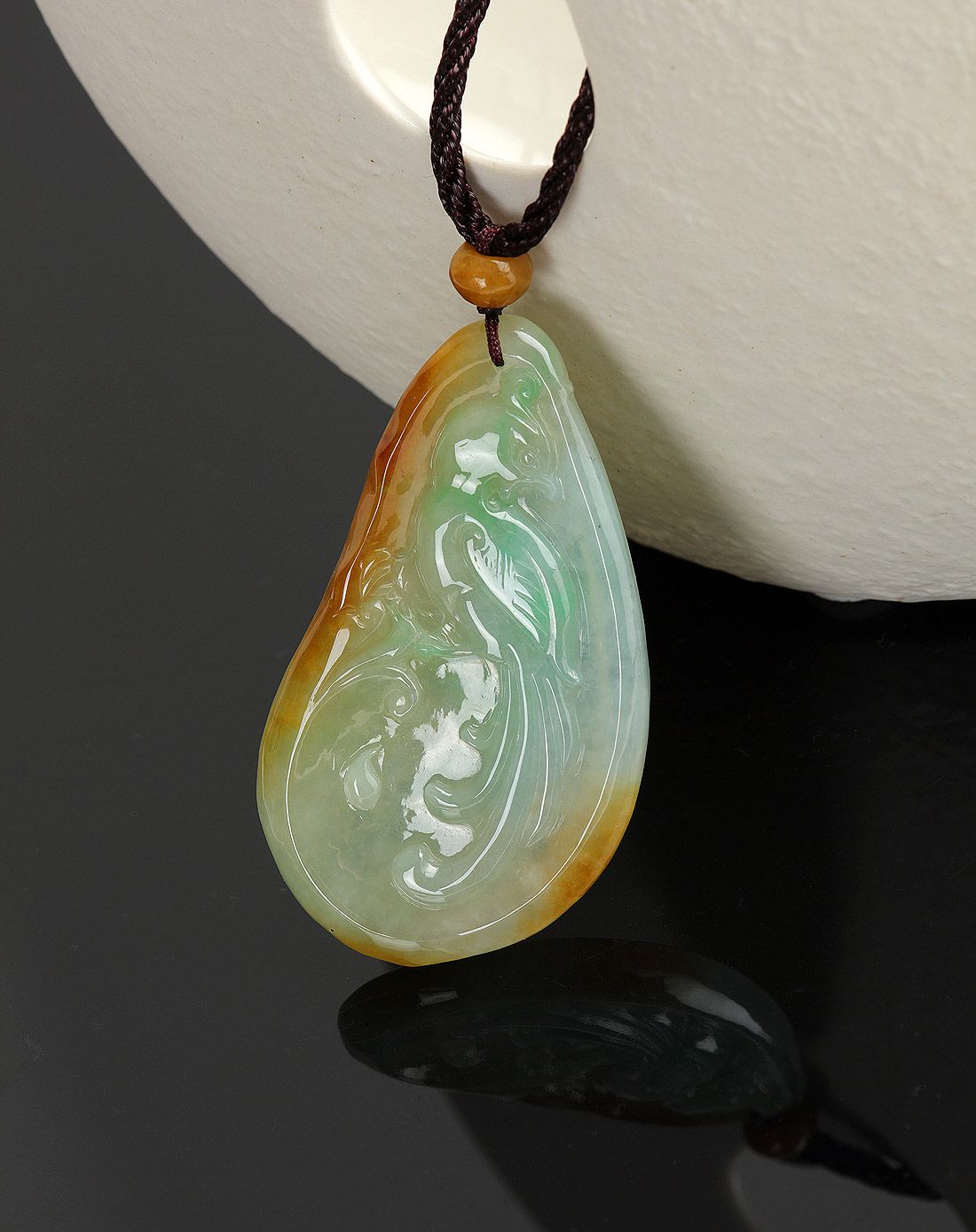 冰糯种黄绿双色天然a货翡翠吊坠