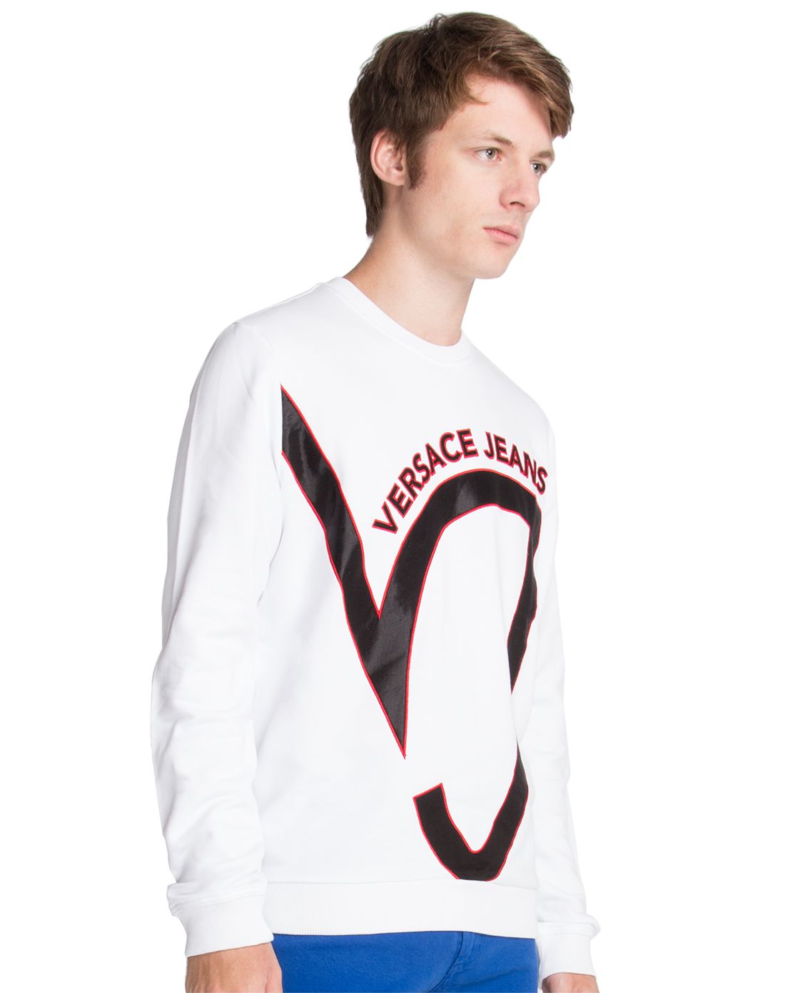 男款白色logo胶印长袖卫衣