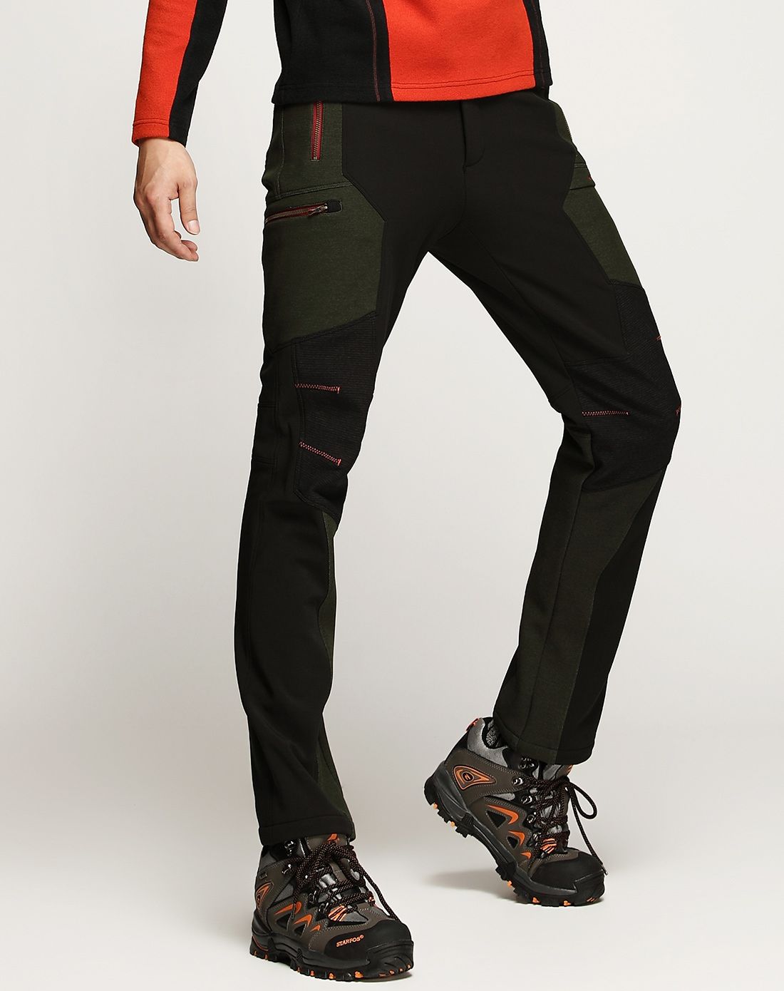 抗洗涤 男款深灰色加绒冲锋裤 防风防雨