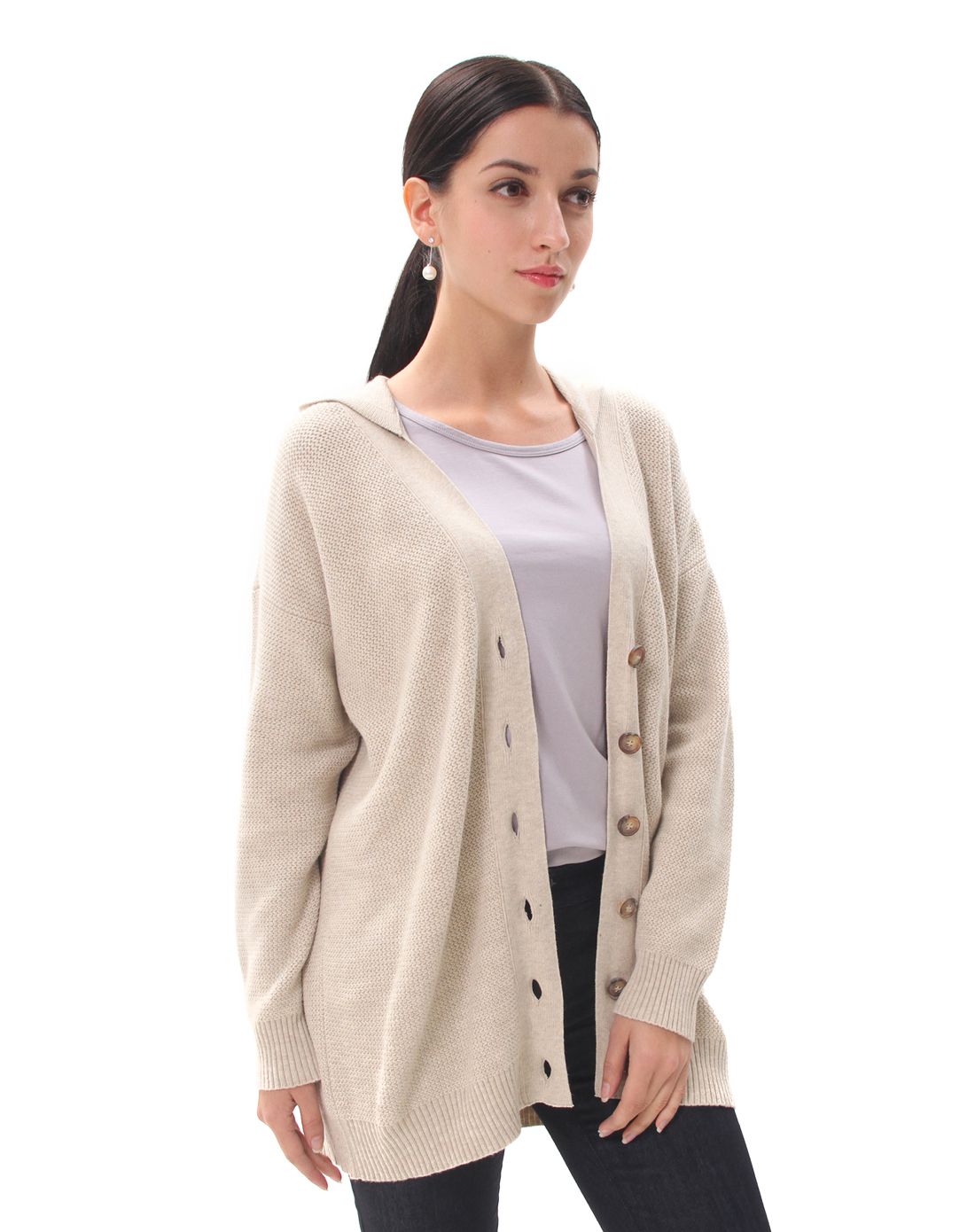 armani collezioni米色女性针织开襟衫