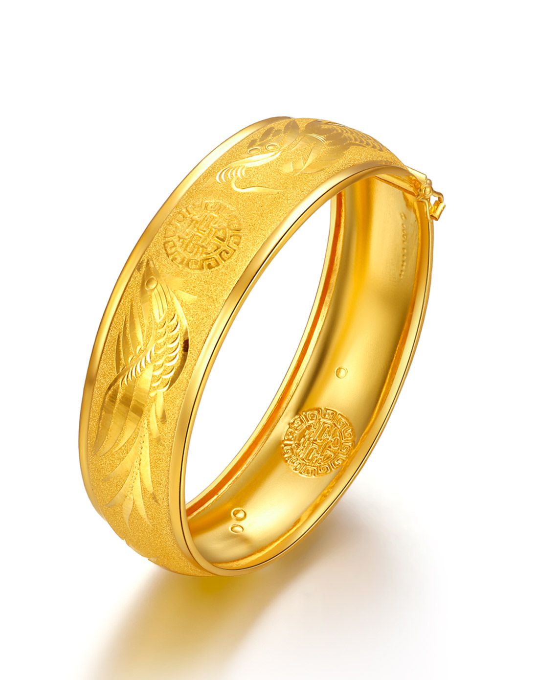 谢瑞麟 【新品】足黄金时尚雕花喜庆龙凤婚庆手镯(计价)