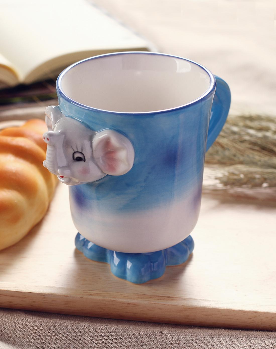 (2件起售)(大象)3d立体陶瓷抽象手绘动物杯