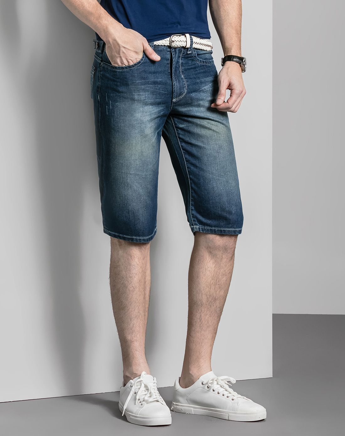 夏季新款青年男士修身直脚五分薄裤子