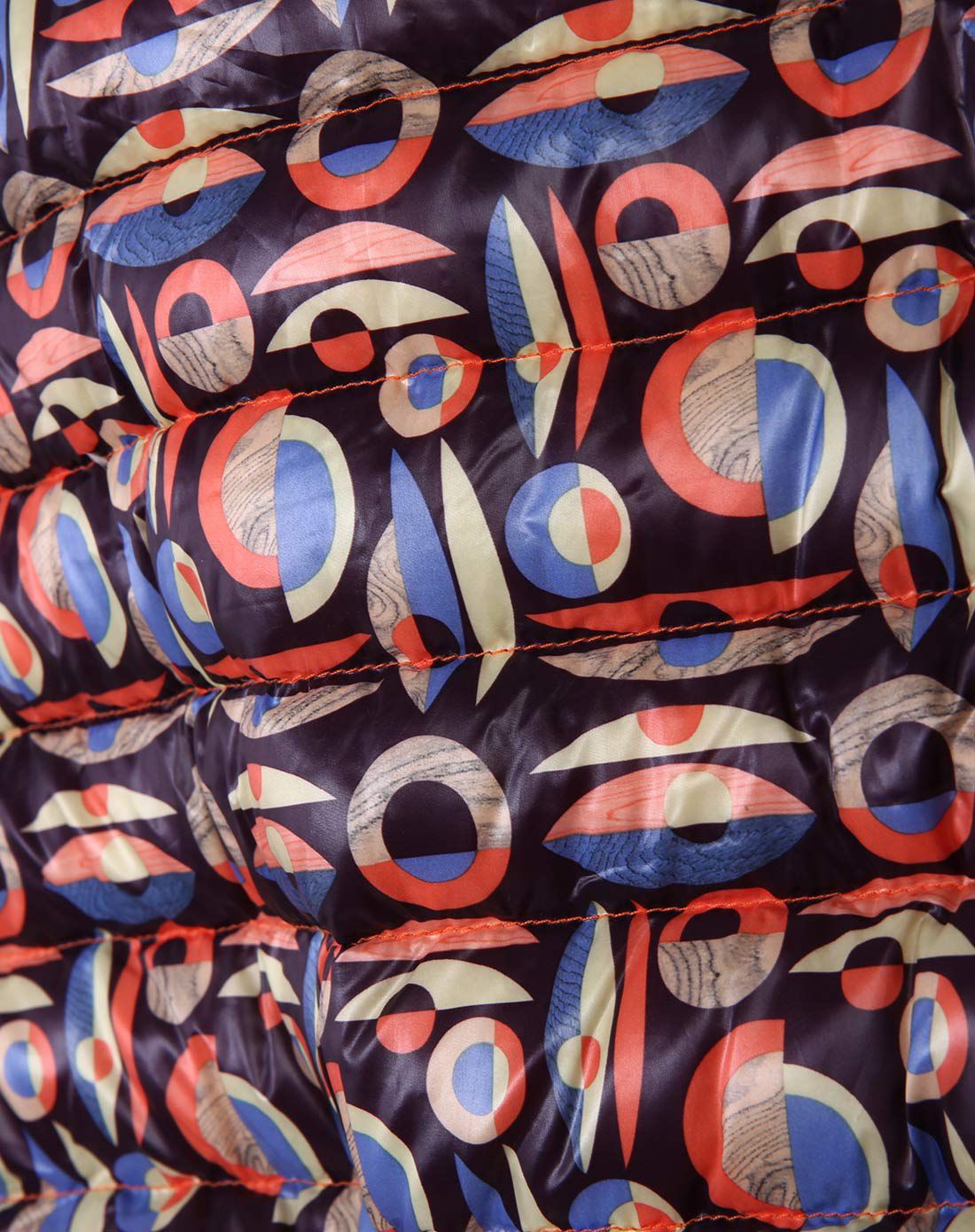 橙蓝几何不规则印花时尚休闲百搭短款羽绒服